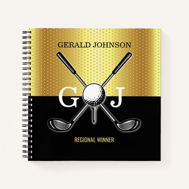 Minimalistisches Elegant Golf Monogram Notizbuch (Vorderseite)
