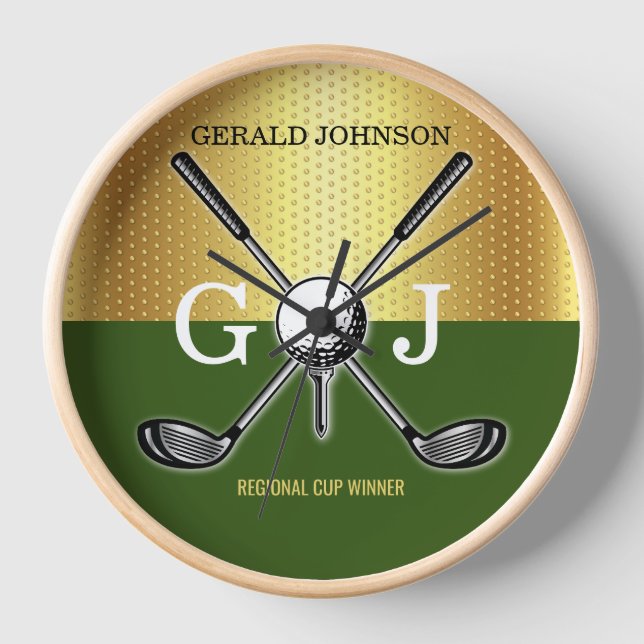 Minimalistisches Elegant Golf Monogram Uhr (Vorderseite)