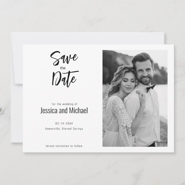 💍 Minimalistisches Elegant mit Foto Save The Date (Vorderseite)