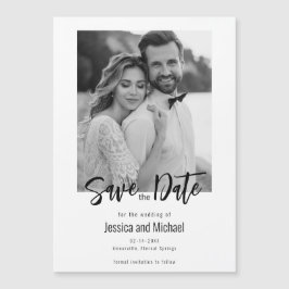 💍 Minimalistisches Elegant Save the Date mit Foto Magneteinladung