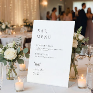 Minimalistisches Elegantes Bar Menu Hochzeitszeich Sockelschild