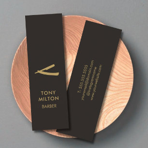 Minimalistisches elegantes Black Imitate Gold Barb Mini Visitenkarte