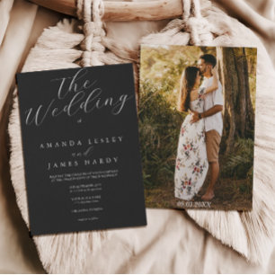 Minimalistisches elegantes Black & White Wedding Einladung