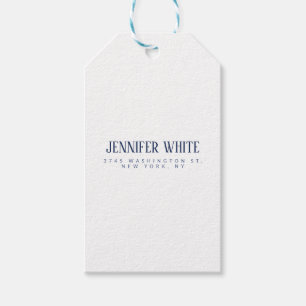 Minimalistisches elegantes Blau & Weiß Fett Retro Geschenkanhänger