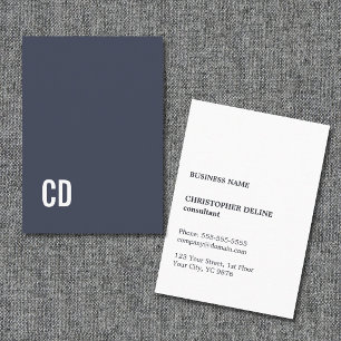 Minimalistisches Elegantes Blau-Weiß-Monogramm Ber Visitenkarte