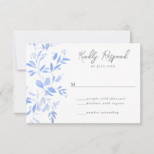 Minimalistisches Elegantes Blaues Bemaltes Porzell RSVP Karte