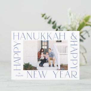 Minimalistisches elegantes Blue Hanukkah Neujahrsf Feiertagskarte