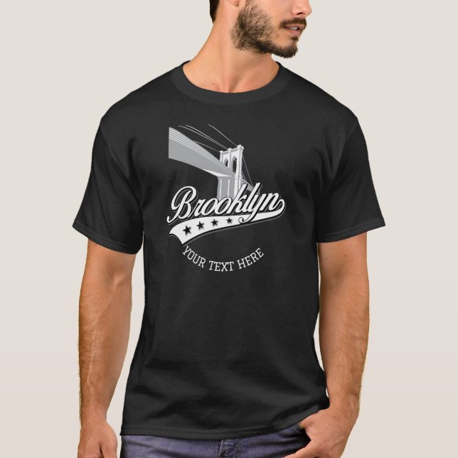 Minimalistisches elegantes Brooklyn Design Schwarz T-Shirt (Vorderseite)