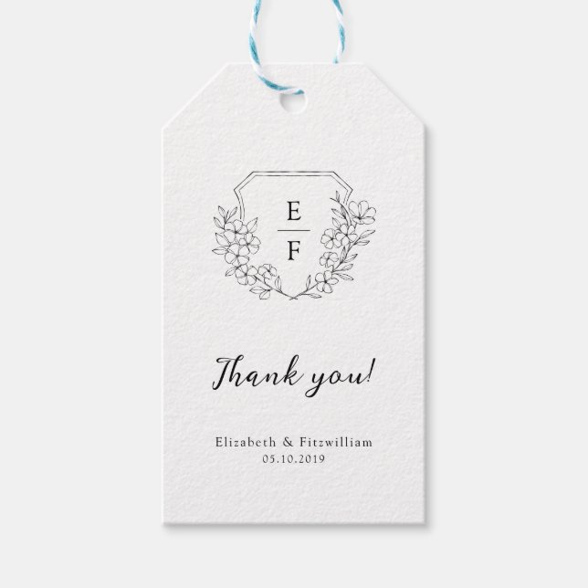 Minimalistisches elegantes Cherry-Blossom Monogram Geschenkanhänger (Vorderseite)