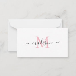 Minimalistisches elegantes Chic Monogram Script Ro Mitteilungskarte