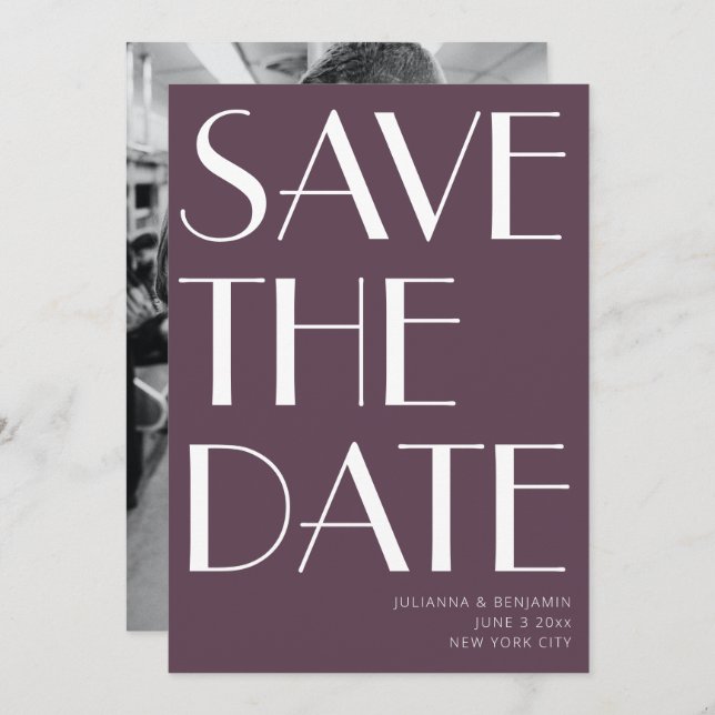 Minimalistisches Elegantes Design Foto Save The Date (Vorne/Hinten)