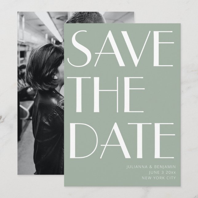 Minimalistisches Elegantes Design Foto Save The Date (Vorne/Hinten)