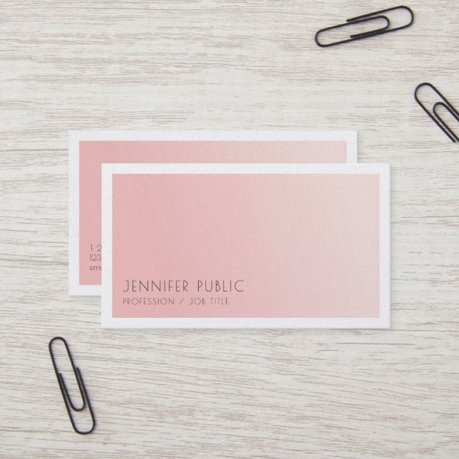 Minimalistisches elegantes Design Trendy Blush Pin Visitenkarte (Vorderseite/Rückseite Beispiel)