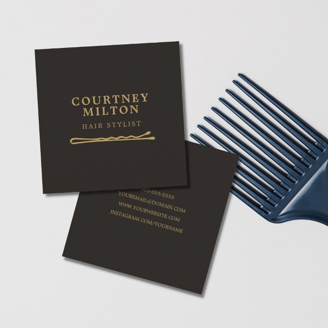 Minimalistisches elegantes Dunkle Imitate Gold Hai Quadratische Visitenkarte (Von Creator hochgeladen)