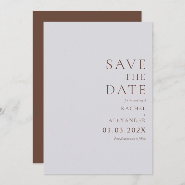 Minimalistisches elegantes dunkles Olive Green Sav Save The Date (Vorne/Hinten)