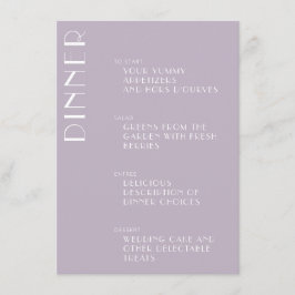 Minimalistisches Elegantes Dusty Lilac Menükarte