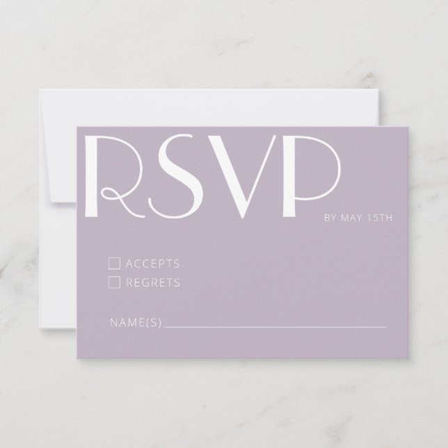 Minimalistisches Elegantes Dusty Lilac RSVP Karte (Vorderseite)