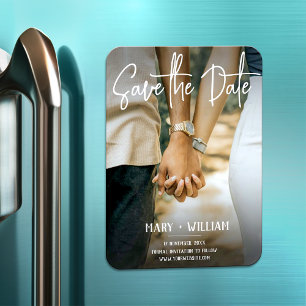 Minimalistisches elegantes Foto Hochzeit speichern Magnet