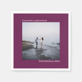 Minimalistisches elegantes Foto Magenta Wedding Serviette