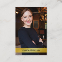 Minimalistisches Elegantes Foto mit moderner Goldb Visitenkarte