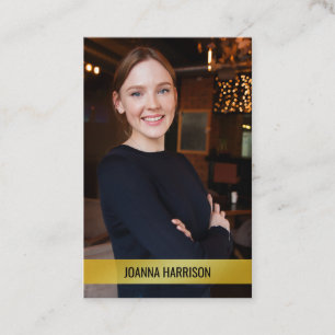 Minimalistisches Elegantes Foto mit moderner Goldb Visitenkarte