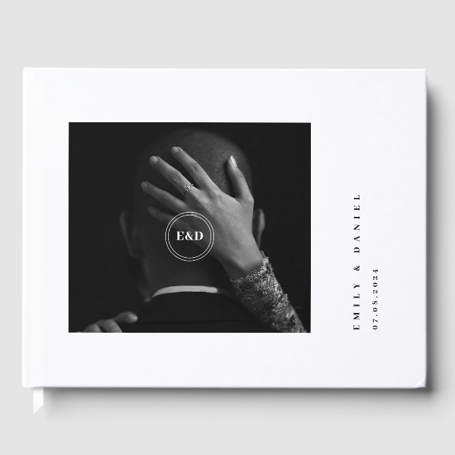 Minimalistisches elegantes Foto Save the Date Einl Gästebuch (Vorderseite)