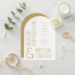 Minimalistisches elegantes Gold Moderne Hochzeit Einladung