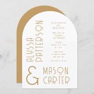 Minimalistisches elegantes Gold Moderne Hochzeit Einladung