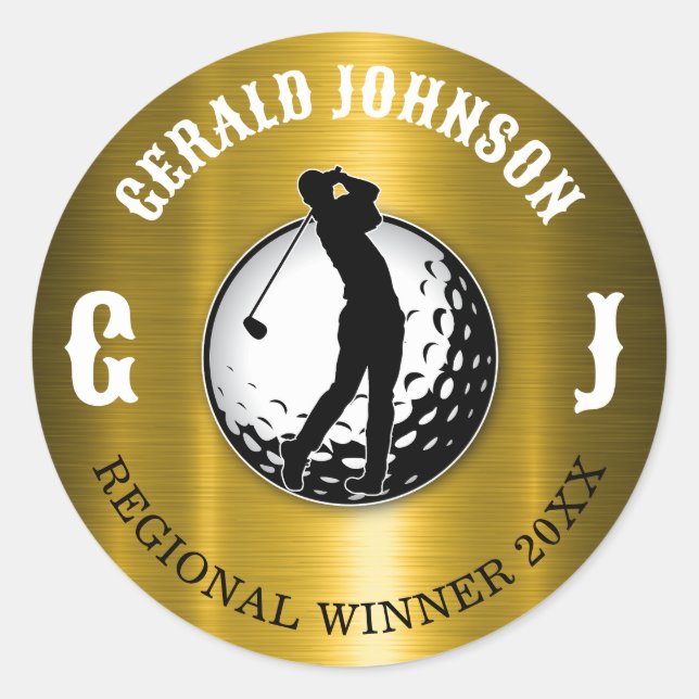 Minimalistisches Elegantes Golf Design Klassischer Runder Aufkleber (Vorderseite)