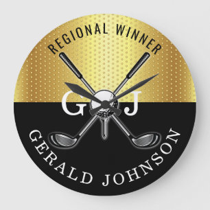 Minimalistisches elegantes Golf Monogram Design Große Wanduhr