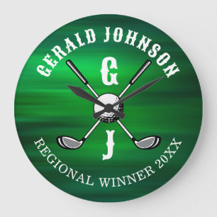 Minimalistisches elegantes Golf Monogram Design Große Wanduhr