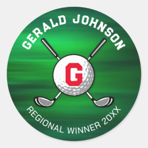 Minimalistisches elegantes Golf Monogram Design Runder Aufkleber