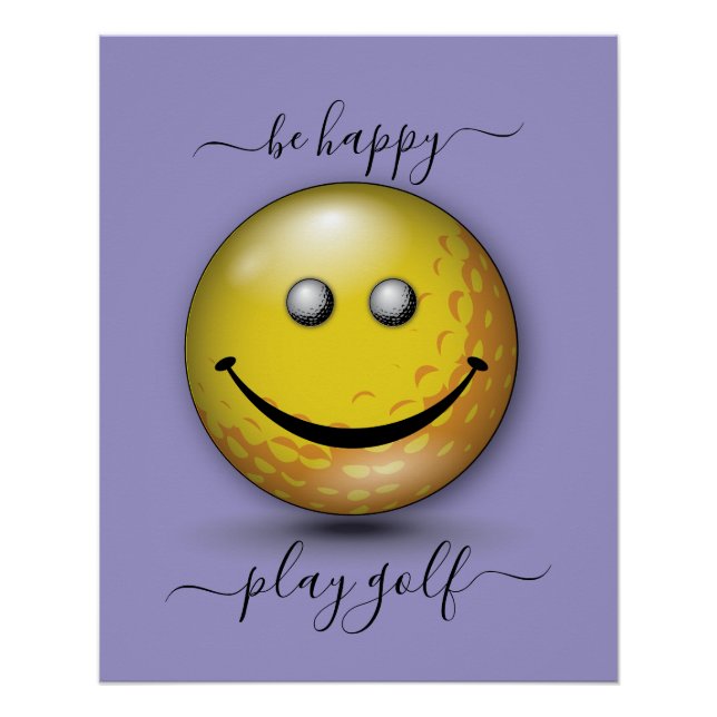 Minimalistisches Elegantes Happy Golfer Design Poster (Vorderseite)