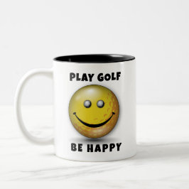Minimalistisches Elegantes Happy Golfer Design Zweifarbige Tasse