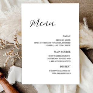 Minimalistisches elegantes Hochzeitsmenü RSVP Karte