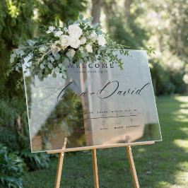 Minimalistisches elegantes Hochzeitswillkommen Akr Acrylschild