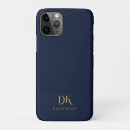 Minimalistisches, elegantes Monogram Dark Blue Gol Case-Mate iPhone Hülle