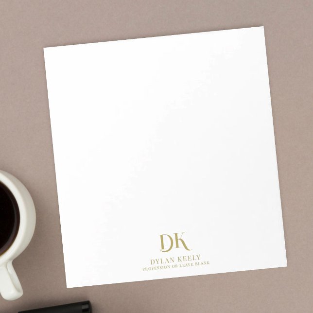 Minimalistisches, elegantes Monogram Dark Red Gold Notizblock (Von Creator hochgeladen)