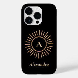 Minimalistisches elegantes Monogramm Modernes Schw Case-Mate iPhone 14 Pro Hülle