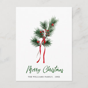 Minimalistisches Elegantes Pine Tree Weihnachten G Postkarte