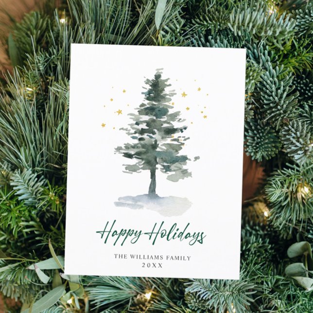 Minimalistisches Elegantes Pine Tree Weihnachten G Postkarte (Von Creator hochgeladen)