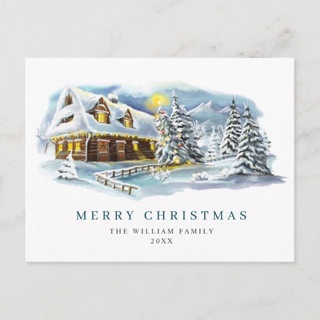 Minimalistisches Elegantes Pine Tree Weihnachten G Postkarte (Vorderseite)