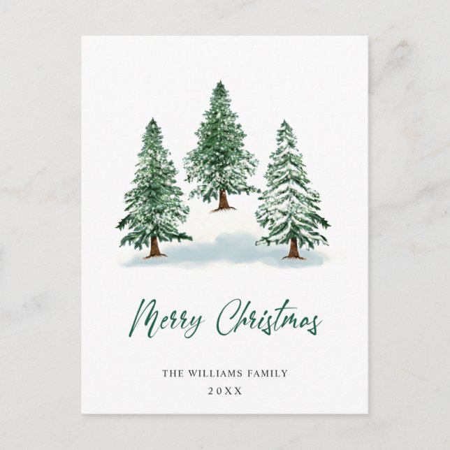 Minimalistisches Elegantes Pine Tree Weihnachten G Postkarte (Vorderseite)