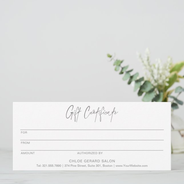 Minimalistisches elegantes Platinum Modernes Gesch (Stehend Vorderseite)
