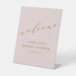 Minimalistisches elegantes rosa Brautparty Willkom Sockelschild