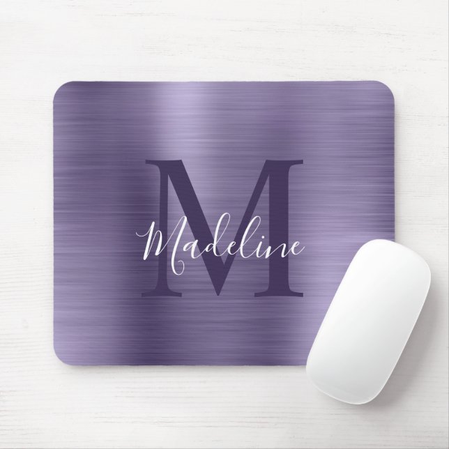 Minimalistisches, elegantes Rostmetall-Lila-Monogr Mousepad (Mit Mouse)