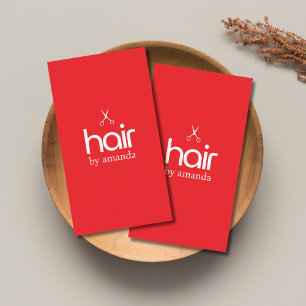 Minimalistisches, elegantes Rot Weiß, feine Schere Visitenkarte