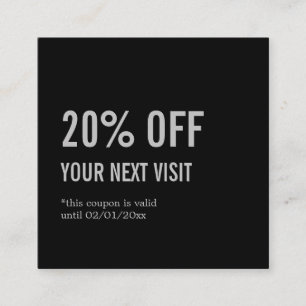 Minimalistisches Elegantes Schwarz Rabattkarte