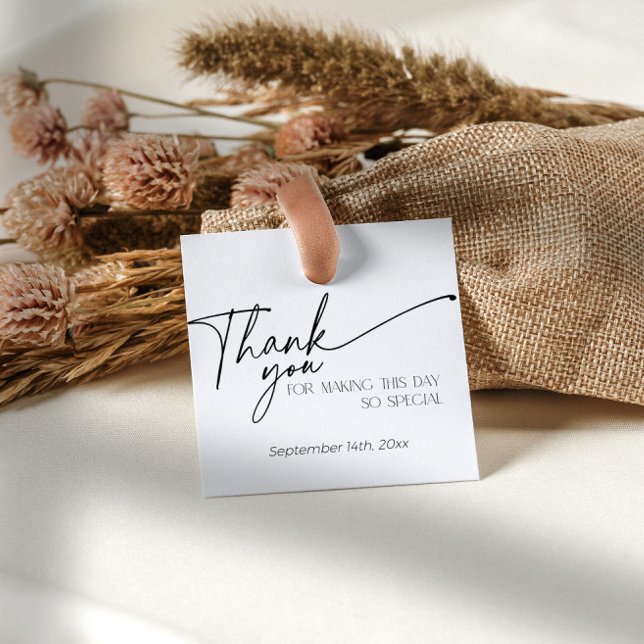 Minimalistisches elegantes Schwarz und Weiß Danke Geschenkanhänger (Minimalist elegant thank you tags)