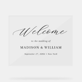 Minimalistisches, elegantes Script-Hochzeitungs-Be Acrylschild